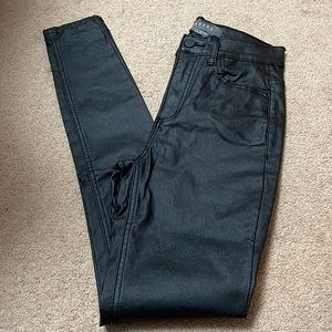 Harper Faux Leather High Rise Black Coated Skinny Jeans
